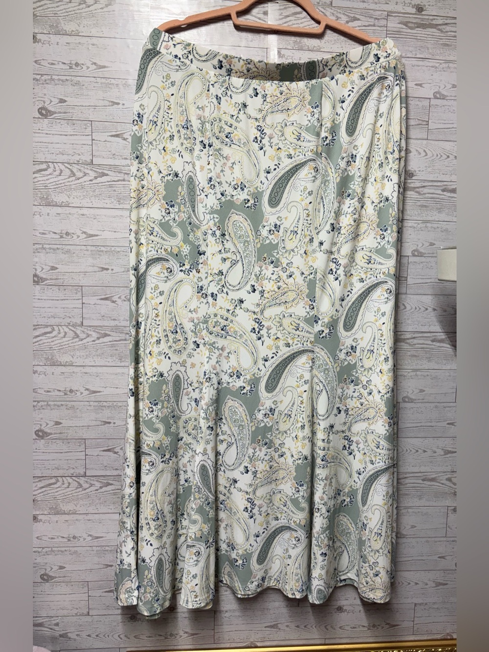 Light Green Paisley A-Line Women's Skirt